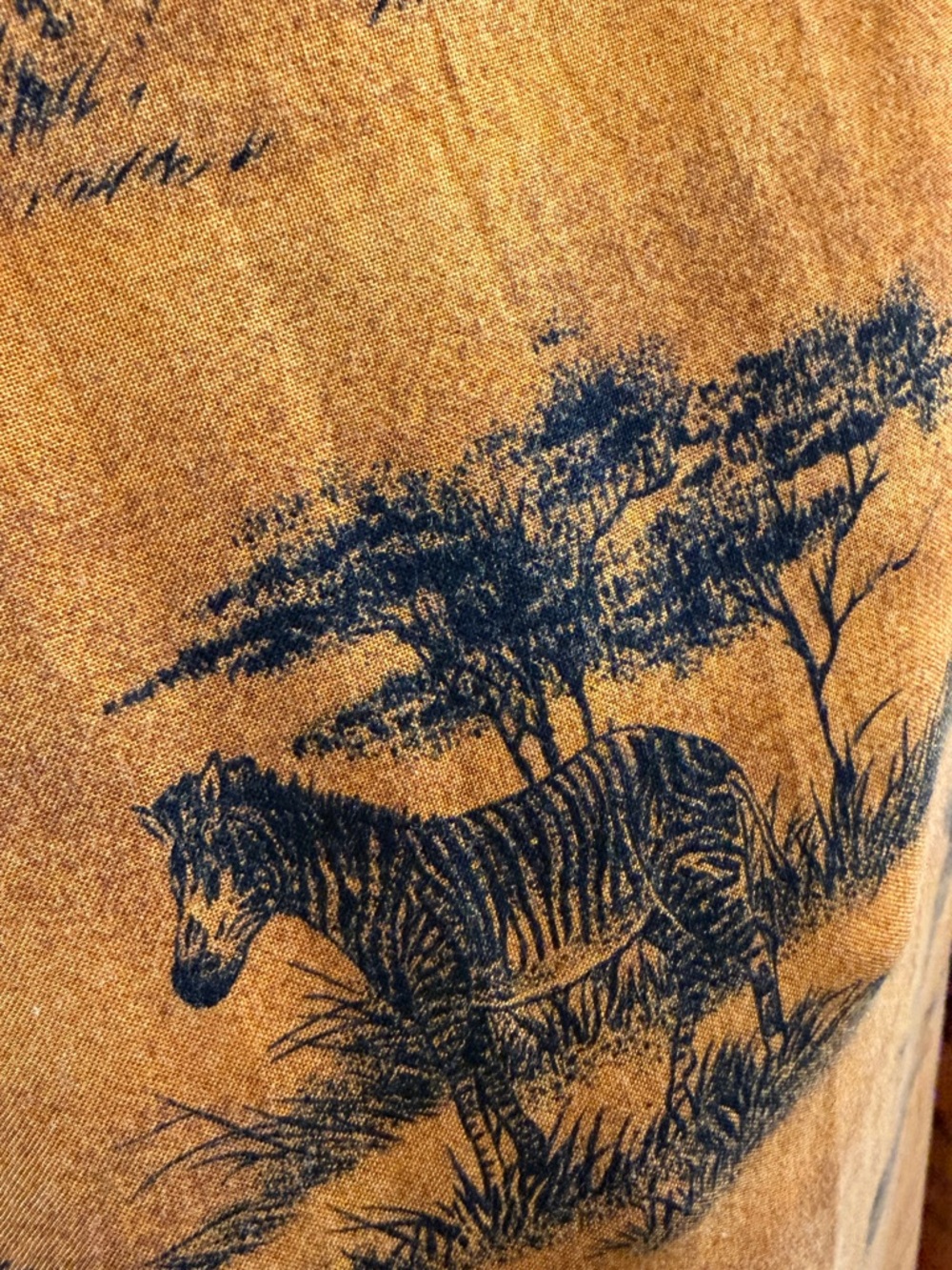 VTG Kathie Lee Safari Toile Maxi Dress 14 Orange Rayon Elephant Zebra Boho - Picture 7 of 10